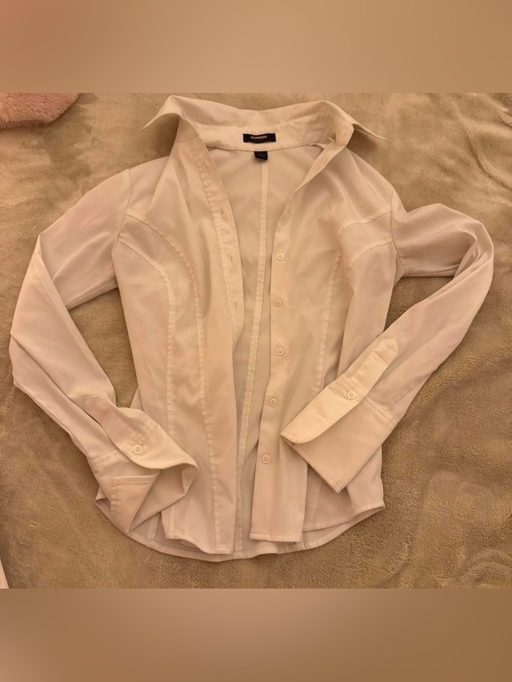 Express Cream Long-Sleeve Button Down Shirt